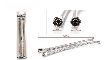 Coppia Tubi Flessibili Per Miscelatore Rubinetto Lungo 30cm Connettori F 3/8" e