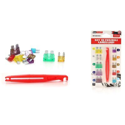10 Fusibili Piatti Per Auto 5 Standard + Mini Pinza Fusibile