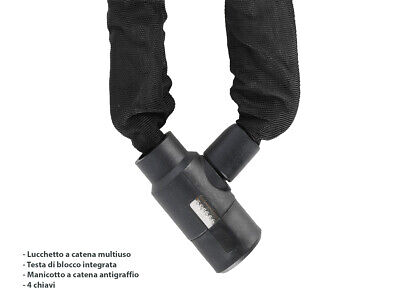 Catena Moto Oxford GP OF178 Chain Lock 150cm Maglia Quadra 8mm Con 4 Chiavi