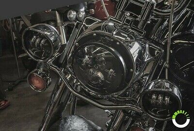 Coppia Fari Fanali anteriori tuning Auto Moto  LED rotondi 7" 9-36V cromati