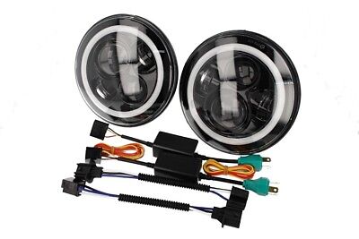 Coppia Fari Fanali Led Rotondo 7 Pollici DRL Angel Eyes Per Wrangler JK TJ