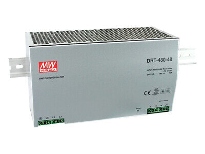 MeanWell DRT-480-48 Alimentatore 48V 10A 480W Per Barra Guida DIN Rail Ingresso