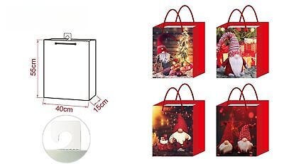 12 Pezzi Sacchetti da Regalo Per Natale Buste Borse Verticale Babbo 55X40X15cm