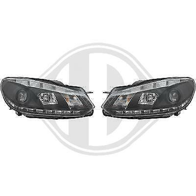 Coppia Fari Fanali Anteriori TUNING Golf VI 6 DRL NERI LED Alogeni H7