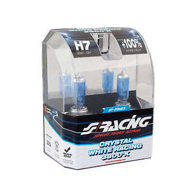 H7 Crystal White Racing alogena 2 pezzi 800 lm 3800°K 55W 12V