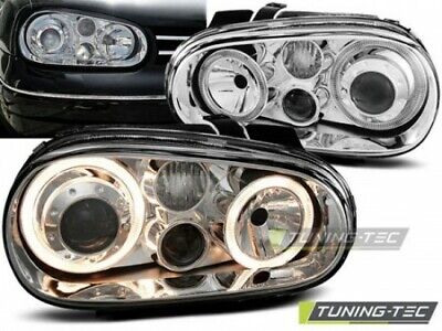 Coppia Fari Fanali Anteriori Tuning GOLF 4 09.97-09.03 ANGEL EYES CROMATO