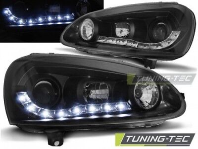 Coppia Fari Fanali Anteriori Tuning led GOLF 5 DAYLIGHT Nero Alogeni LED