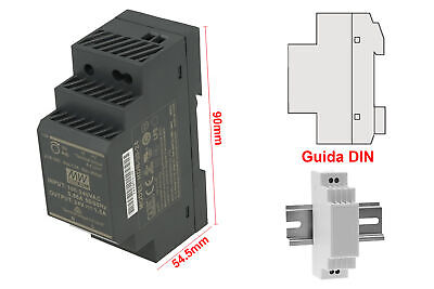 MeanWell HDR-30-24 Trasformatore Rotaia Industriale 24V 36W 1.5A Barra Guida DIN