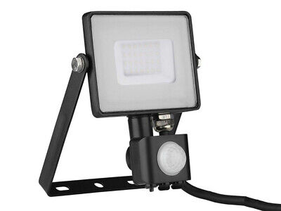 Faro Led Flood Light Slim 30W IP65 Neutro 4000K Carcassa Nera con Sensore PIR