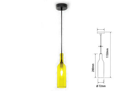 Lampadario a Sospensione Forma Bottiglia In Vetro Colore Giallo Attacco E14 Per