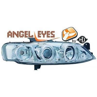 Coppia Fari Fanali Anteriori Tuning VECTRA B 95-98 cromati con anelli ange