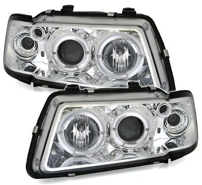 Coppia Fari Fanali Anteriori TUNING Angel Eyes A3 (8L) 1996-2000 CROMATI
