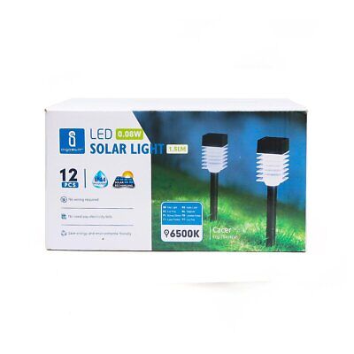 12pz Luce Solare a LED Quadrato da Giardino Fredda 6500K con Sensore di