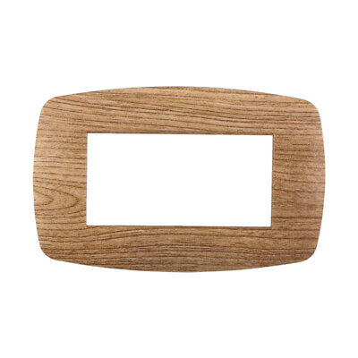ETTROIT Placca Slim Serie Space 4P Colore Legno Scuro Compatibile Con Bticino
