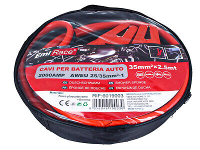 Kit Cavi Per Avviamento Batteria 2000 Ampere Soccorso Emergenza Auto Moto 2,5 mt