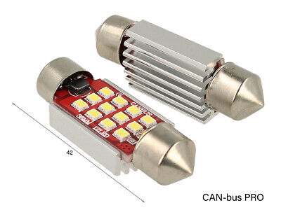 Lampada Led Siluro Canbus Pro 42mm 12 Smd 2016 No Errore CC 12V 3W Polarita
