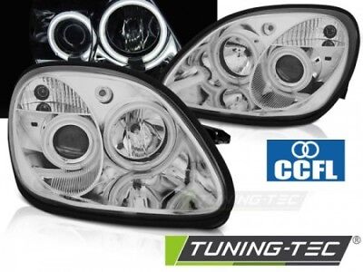 Coppia Fari Fanali Tuning Anteriori R170 SLK 04.96-04 ANGEL EYES Cromato CCFL