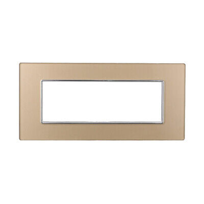 ETTROIT Placca In Vetro Serie Moon 6P Colore Oro Compatibile Con Bticino