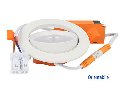 Faretto Led Da Incasso Orientabile 10W Cob Caldo 3000K Diametro 95mm Foro 80mm
