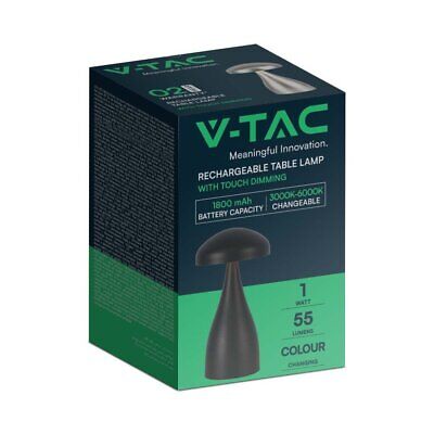 Lampada LED da Tavolo 1W con Batteria 1800mAh Ricaricabile USB C Colore Nero in