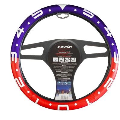 Coprivolante Clock Universale ecopelle rossa-blu per volanti con diametro