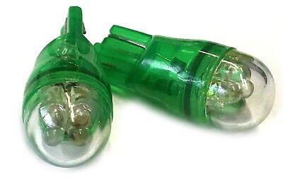 Coppia 2 Lampade Led T10 Con 4 F3 Cappuccio Tondo Colore Verde Green 12V 0,2W