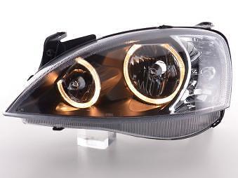 Coppia Fari Fanali Anteriori Tuning Angel Eyes Corsa C 2001 -> 2006 neri