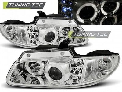 Coppia Set Fari Fanali Anteriori Tuning VOYAGER 96-02.01 ANGEL EYES Cromato