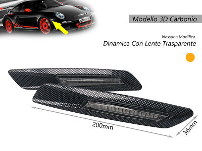 Kit Freccia Laterale a Led Side Marker Dinamica 3D Carbonio Lente Trasparente B