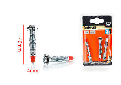 3 pcs Tasselli in Metallo con Viti Auto Foranti &Oslash;4x46mm <ul><li>Tasselli
