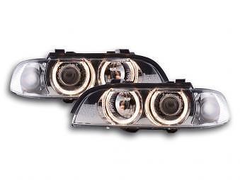 Coppia Fari Fanali Anteriori Tuning Angel Eyes serie 5 E39 95-00 cromato