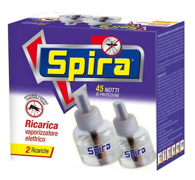2 Pezzi Ricarica Liquido SPIRA Anti Zanzare Ogni Bocchetta Dura 45 Notti Made