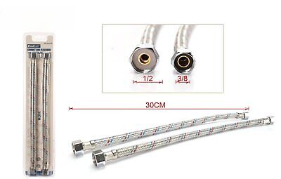 Coppia Tubi Flessibili Per Miscelatore Rubinetto Lungo 30cm Connettori F 1/2''