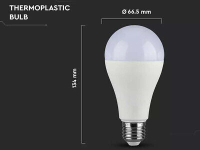 Lampada Led E27 A65 15W 1350lm Bianco Freddo 6400K Bulbo Sfera SKU-4455 <table