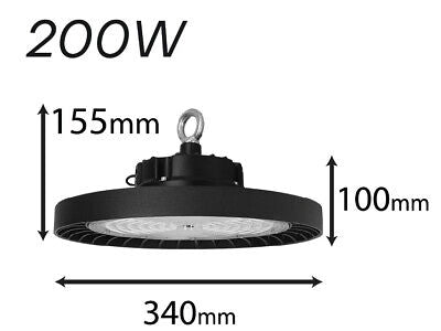 Faro Led Industriale UFO 200W 160lm/W 32000 LM Neutro 4000K IP65 90 Gradi Disco