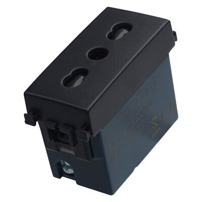 ETTROIT Presa Bipasso Bivalente 2P+T 10/16A Colore Nero Compatibile Con Vimar