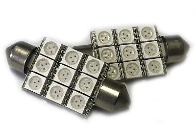 Coppia 2 Lampade Led T11 C5W Siluro 40mm Con 9 Smd 5050 Colore Rosso 12V 2W <p>