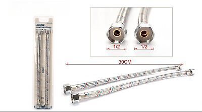 Coppia Tubi Flessibili Per Miscelatore Rubinetto Lungo 30cm Connettori F 1/2" e