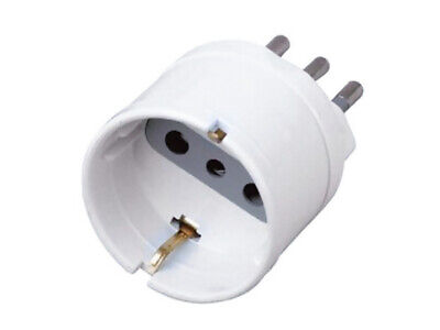 Adattatore Spina Elettrica 10A 2P+T Con 1 Presa Schuko 250V Bianco Max 1500W