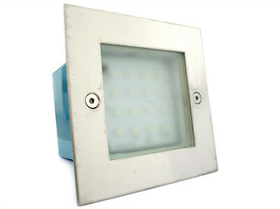Luci Segnapasso Led da Incasso a Muro Cornice Quadrata Vetro Opaco 16 Led 220V B