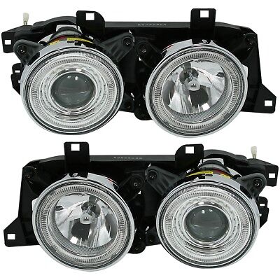 Coppia Fanali Angel Eyes Set Fari Tuning Anteriori per E34 + E32 H1+H1