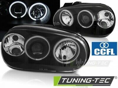 Coppia Fari Fanali Anteriori Tuning GOLF IV 4 1997-2003 ANGEL EYES CCFL Nero