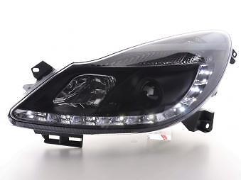 Coppia Fari Fanali Anteriori Tuning Dayline Luci Diurne Corsa D 2006-2010 neri