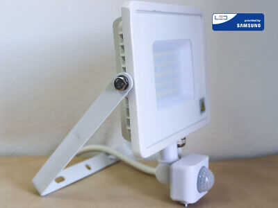 Faro Led Flood Light Slim 30W IP65 Neutro 4000K Carcassa Bianca con Sensore
