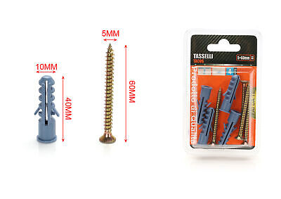 Kit 4 pcs Tasselli &Oslash;10x40mm Con Viti 5x60mm <ul><li>Sonda