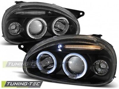 Coppia Fari Fanali Anteriori Tuning CORSA B 02.93-10.00 ANGEL EYES Nero