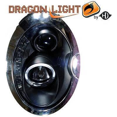 Coppia fari fanali anteriori TUNING 01-06 nero ottica diurna con anelli Alogeni