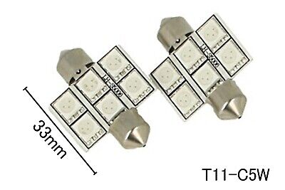 Coppia 2 Lampade Led T11 C5W Siluro 33mm Con 6 Smd 5050 Colore Verde 12V 1W <p>