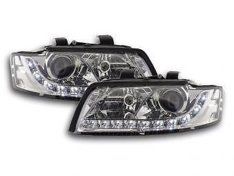 Coppia Fari Fanali Anteriori Tuning Dayline Luci Diurne A4 8E 01-04 cromat