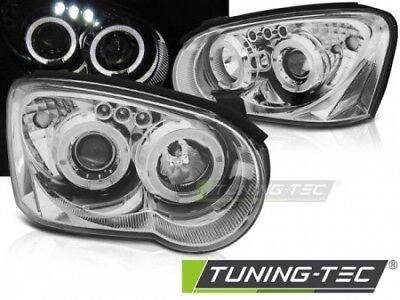 Coppia Fari Fanali Tuning Anterior IMPREZA II GD 03-05 ANGEL EYES Cromato